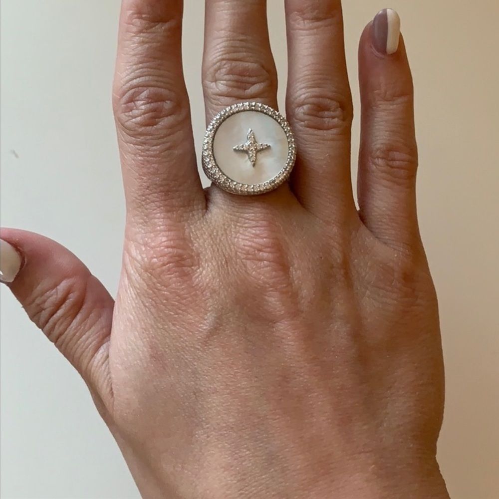 AMP MONACO pave with pearl ring